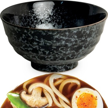 Miseczka Ceramiczna Czarno Szara Miska Do Makaronu Zupy Udon Koge 17cm