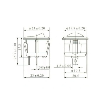 КРУГЛЫЙ ВЫКЛЮЧАТЕЛЬ 2-КОНТАКТНЫЙ КЛЮЧ 6,5А 250В