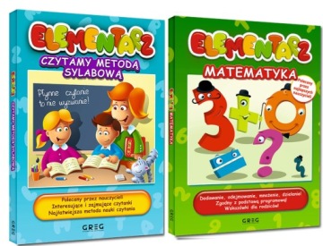 ELEMENTARZ CZYTAMY METODĄ SYLABOWĄ + ELEMENTARZ MATEMATYKA ĆW DO NAUKI GREG