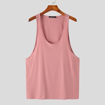 2023 Men Tank Tops Summer Solid Color O-neck Sleev