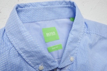 Hugo Boss green bonettino koszula biznesowa lato krótki rękaw L