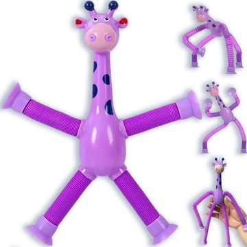 POP TUBE RURKA DO ROZCIĄGANIA Z PRZYSSAWKAMI ZABAWKA ANTYSTRESOWA ŻYRAFA