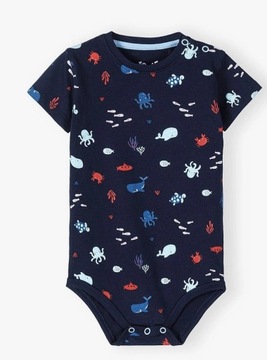 BODY bawełniane Granatowe krótki rękaw 3-6 m / 68