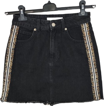 TOPSHOP Czarna Jeansowa SPÓDNICA z LAMPASAMI r. 36