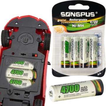 BATERIA AKUMULATORKI AA R6 UP TO 4700mAh 4 sztuki KOMPLET AKUMULATORY x4