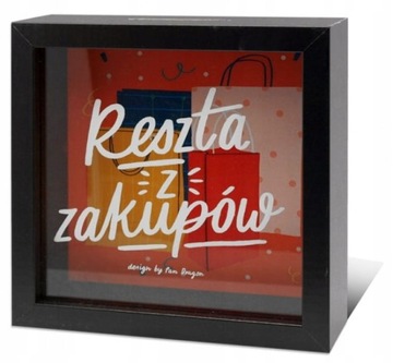 SKARBONKA DREWNIANA Z OKIENKIEM RAMKA RESZTA Z ZAKUPÓW DLA ŻONY PIENIĄDZE