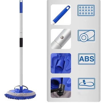 ТЕЛЕСКОПИЧЕСКАЯ ЩЕТКА ДЛЯ МЫТЬЯ АВТОМОБИЛЕЙ АВТОБУСОВ МЯГКАЯ СМЕННАЯ ШВАБРА 160СМ