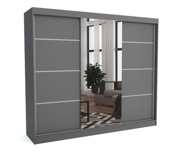 Szafa 250 cm szara antracyt + 1 lustro + listwy ML