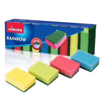 Губки кухонные Vileda Rainbow, губки для мытья посуды, 10 шт.