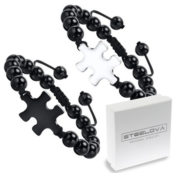 Zestaw Bransoletek PUZZLE + Karneol, Możliwy Grawer