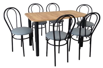 Zestaw stol 120/69 + 6 krzesla tulipan black
