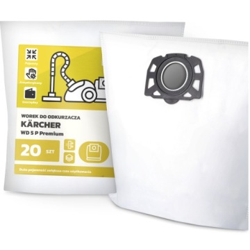 20 x Sáček Do Vysavače Kärcher Wd 5 P Premium Syntetický Sáček Sáčky D G9