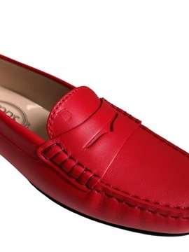 TOD'S mokasyny czerwone skórzane r. 38,5