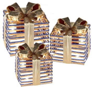 ПОДАРОК ​​СО СВЕТОДИОДНЫМ БАНТОМ С ПОДСВЕТКОЙ РОЖДЕСТВЕНСКИЙ ОРНАМЕНТ 25 СМ