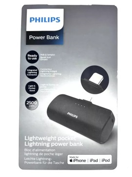 Powerbank Philips 2500 mAh czarny lightning iphone ipad ipod