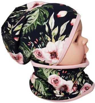 Jesienna wiosenna czapka komin 46-48 Garden