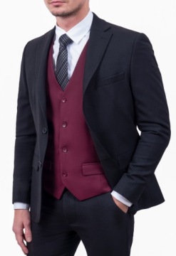 Бордовый мужской костюм-жилет 64 ПЛ4