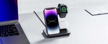 Зарядная станция 3 в 1 для Apple Watch Airpods iPhone + адаптер питания 25 Вт