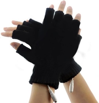 Rękawiczki podgrzewane ogrzewane termiczne USB mitenki czarne 1 para