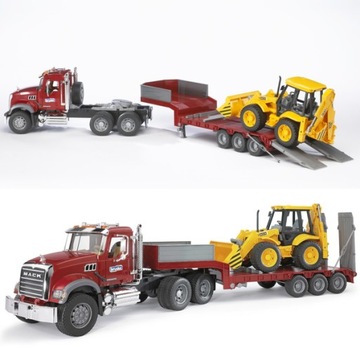 Bruder 02813 Mack ciężarówka Laweta koparka 02428
