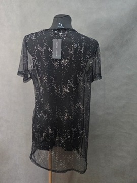 New Look sukienka narzutka czarna siatka cyrkonie 40