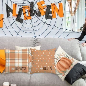 4 szt. Poszewka na poduszkę Wygodna poduszka z jesienną dynią