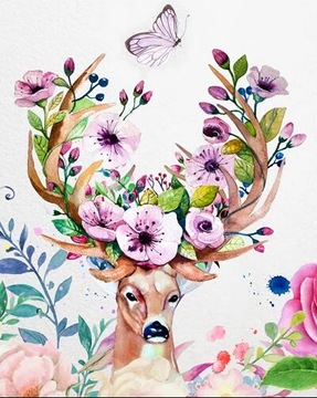 OBRAZ MALOWANIE PO NUMERACH RAMA 40x50cm JELEŃ - K