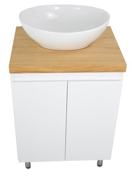 ШКАФ ПОД УМЫВАЛЬНИК 50 СМ, БЕЛЫЙ ЛАК ДУБОВАЯ СТОЛЕШНЯ