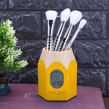 Офисный держатель для ручек, цифровой календарь, настольный органайзер, держатель для карандашей, желтый