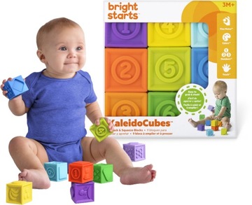 BRIGHT STARTS ZESTAW KOLOROWE KLOCKI CYFERKI 9 szt