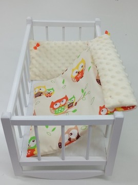 DREWNIANA kołyska DLA LALEK + POŚCIEL 3el