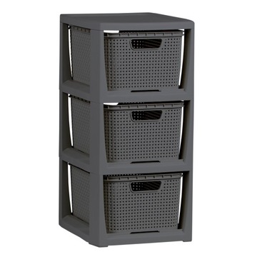 DAJAR REGAŁ Z KOSZYKAMI RATTAN. 3*7L ANTRACYT BQ-1725