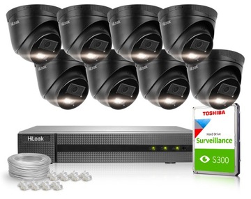 HiLook Zestaw do monitoringu 8x Kamera 2K Color Hybrid Light Detekcja 2.0
