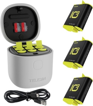 ЗАРЯДНОЕ УСТРОЙСТВО TELESIN + 3 АККУМУЛЯТОРА ДЛЯ GOPRO HERO 9 10