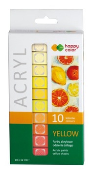 Farby Akrylowe Happy Color 10 kol. 12ml YELLOW