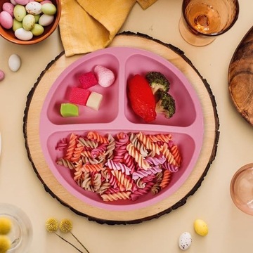 СИЛИКОНОВАЯ ТАРЕЛКА С ПРИСОСКОЙ ДЕТСКАЯ, РОЗОВАЯ