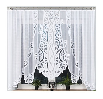 Gotowa firana żakard biała + PANEL wys. 130x250 cm