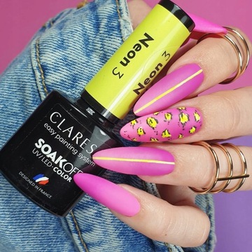 5 лаков NEON Claresa + TOP CLEANER ACETONE BASE