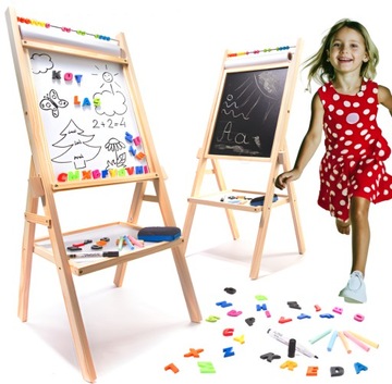 Tablica magnetyczna kredowa dla dzieci dwustronna liczydło papier kreda