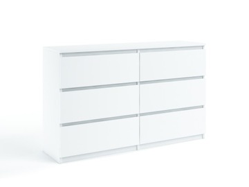 Nowoczesna komoda biała z szufladami do sypialni salonu 6 szuflad 135x80x40