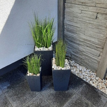 НАБОР 3x ЦВЕТОЧНЫЙ ГОРШОК БАЛКОН ЦВЕТОЧНЫЙ ВАЗ ИЗ РОТАГА ПОДСТАВКА ДЛЯ ЦВЕТОВ АНТРАЦИТОВЫЙ + 3 ВСТАВКИ