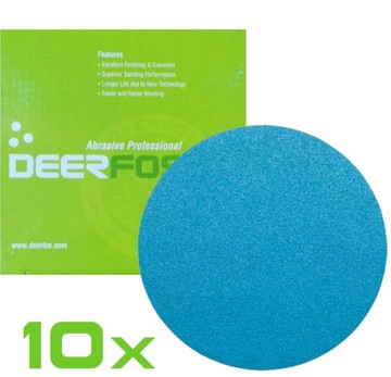 KRĄŻEK PAPIER ŚCIERNY WODNY DEERFOS NA RZEP 125mm P120 10szt