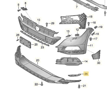 3G8805125 VW ARTEON 3G8 SPOJOVNÍK VÝZTUHA SPOJLERU NOVÝ OE LEVÝ