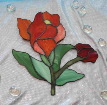 Цветочный витраж подарок ко дню матери, красная бабушка