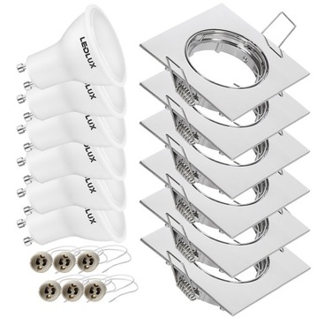 6x Oprawa halogenowa RUCHOMA + Żarówka GU10 7,5W