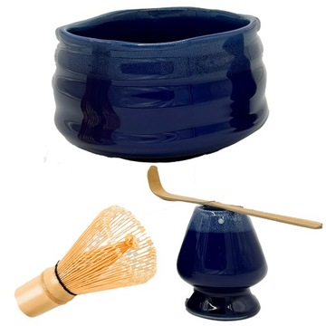 Zestaw prezentowy startowy do herbaty matcha NIEBIESKI matowy BLUE OASIS