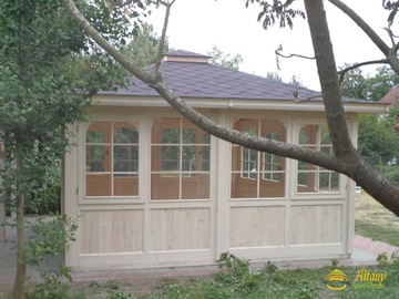 БЕСЕДКА 23 3х3 с декором СТЕКЛЯННАЯ САДОВАЯ БЕСЕДКА ПРОИЗВОДИТЕЛЯ - СКИДКА 14%