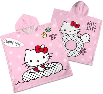 PONCZO Z KAPTUREM HELLO KITTY PONCZO DZIECIĘCE KĄPIELOWE OKRYCIE KOT KOTEK
