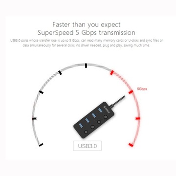 ORICO W9PH4-U3-V1 4 порта USB 3.0 Faceup Design HUB