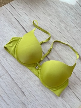 75B La Senza biustonosz zielony neonowy satynowy push-up